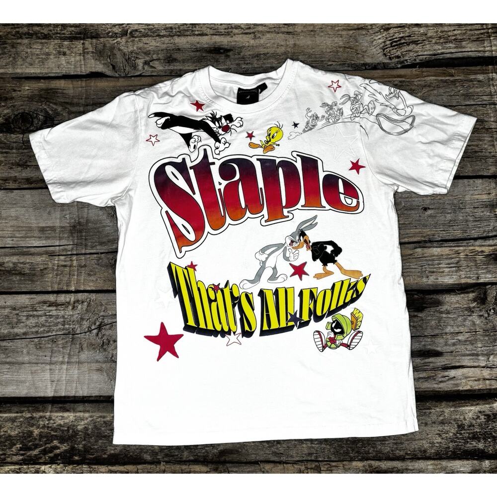 Jeff Staple Looney Tunes T Shirt "Thats All Folks" Staple Pigeon Men Size Medium